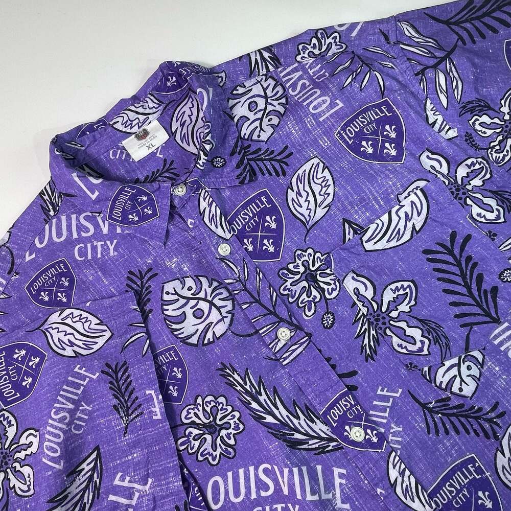 Wes and Willy Louisville City FC Men's Floral Button-Down Hawaiian Shirt XL
